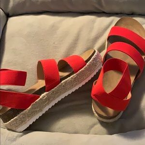 Red/orange two strap sandal